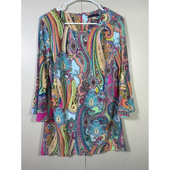 Tommy Hilfiger Dresses & Skirts - Tommy Hilfiger Paisley Bell Sleeve Dress Boho Retro Hippie 10 Psychedelic Groovy